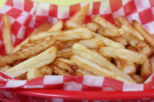 istock Hand Cut French Fried Potatoes in Retro Cafe 1326212067