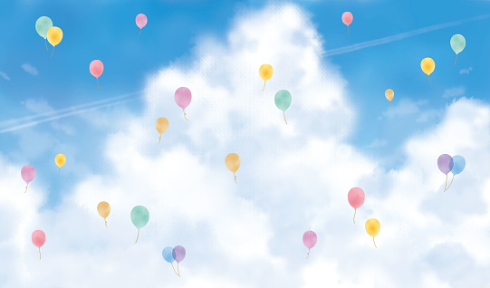 clip art of balloon flying in summer on a background