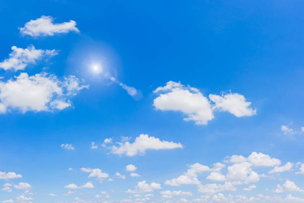 istock Beautiful blue sky and clouds with sun and daylight natural background. 1326215257