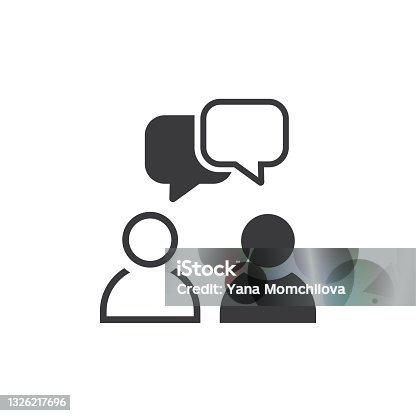 istock Talk icon color, black and white, outline. Isolated vector sign symbol. 1326217696