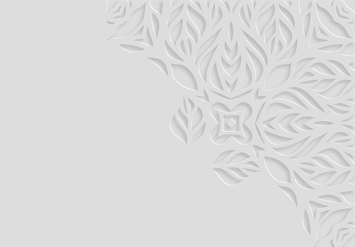 gray papercutting style leaf floral pattern background