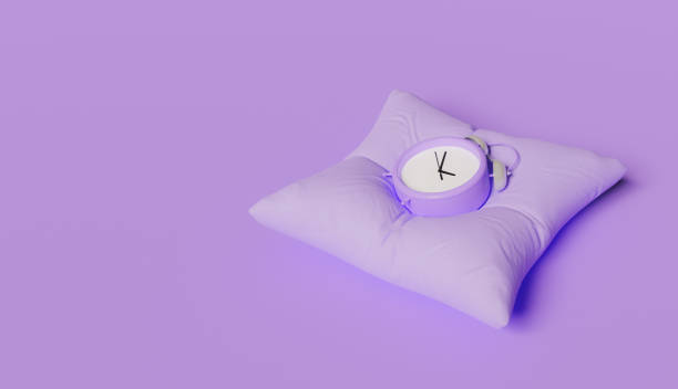 despertador na almofada - bedding cushion purple pillow - fotografias e filmes do acervo