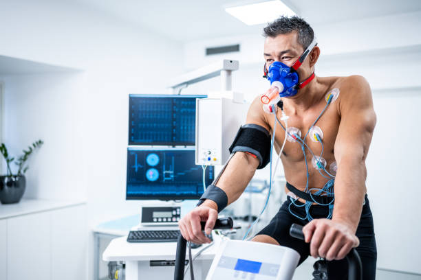 istock Man taking a cardiopulmonary stress test in clinic 1326225600