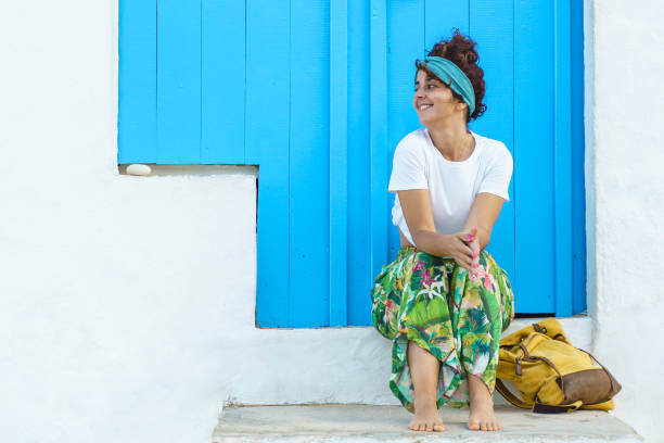 istock Isolated woman with backpack on holidays in Europe. 1326226531