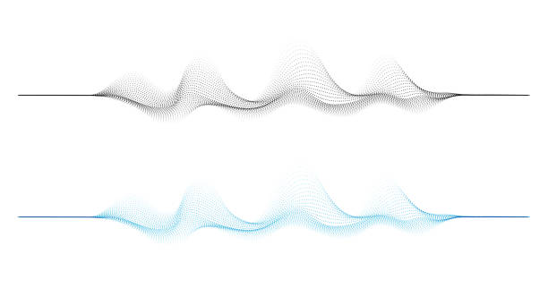 vektorhintergrund mit abstrakten farbwellenpunkten - abstract wave blue lines stock-grafiken, -clipart, -cartoons und -symbole