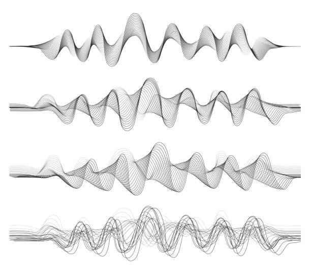 블랙 컬러 추상 혼혼 파가 있는 벡터 배경 - abstract communication wave pattern striped stock illustrations