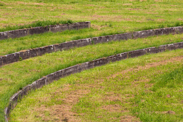 Old weathered stone steps at outdoor amphitheater