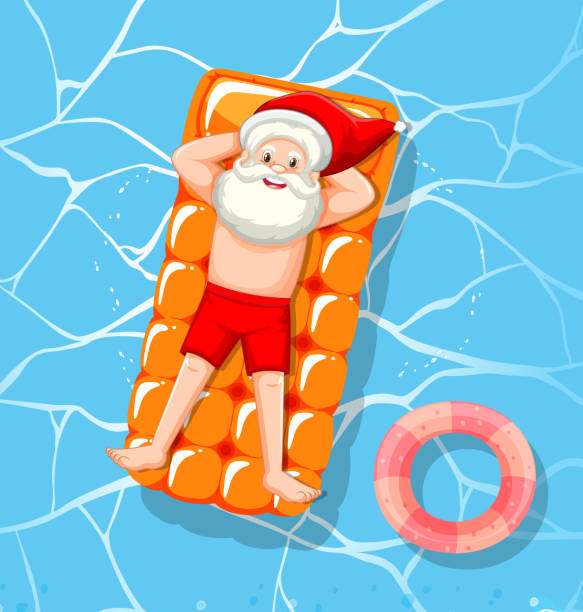 istock Santa Claus relax in the pool summer theme 1326231795