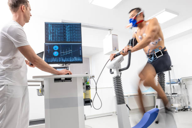 istock Man taking a cardiopulmonary stress test in clinic 1326232352