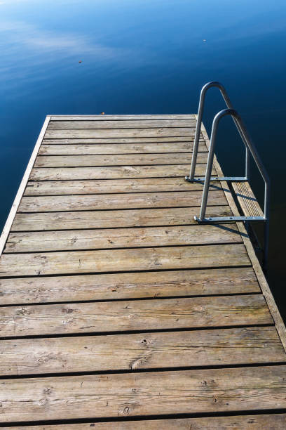 Close-up shot of Pool ladder into the lake, in Hallstat.