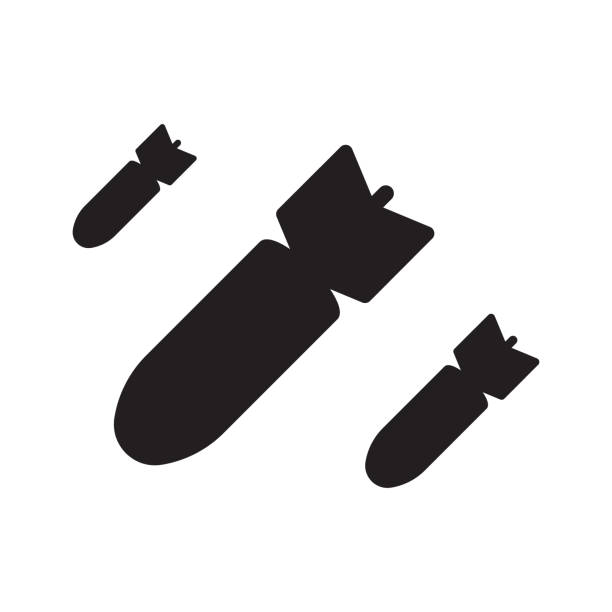 икона бомбардировки. векторная иллюстрация изолирована на белом фоне. - бомба stock illustrations