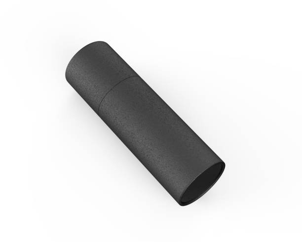 istock Black paper tube push up can mockup template on isolated white background, ready for design presentation, 3d illustration 1326241132