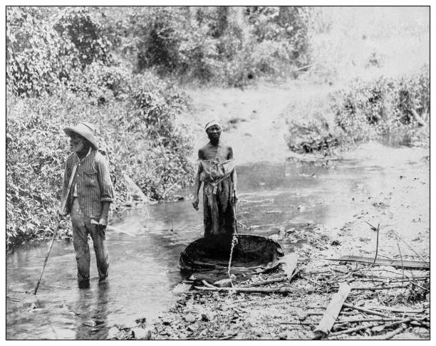 istock Antique black and white photograph: San Juan river, Cuba 1326250561