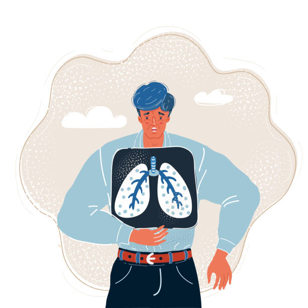 ilustrações de stock, clip art, desenhos animados e ícones de vector illustration of man took an x-ray of the lungs. - doctor vector radiologist happiness