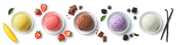 istock Set of bowls with various colorful Ice Cream scoops 1326260402
