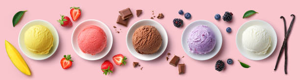 istock Set of bowls with various colorful  Ice Cream scoops 1326260440