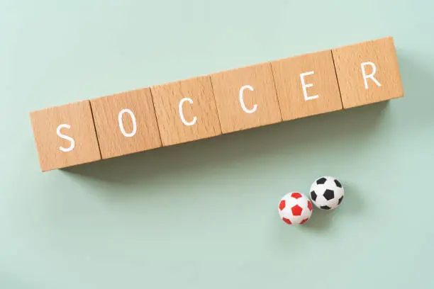 Photo of SOCCER; Wooden blocks with 