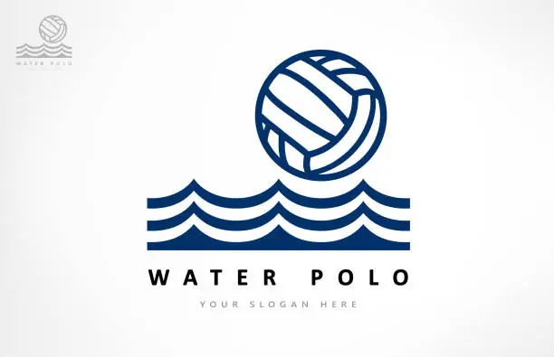 Vector illustration of Water polo vector. Ball and wave. Sport design.
