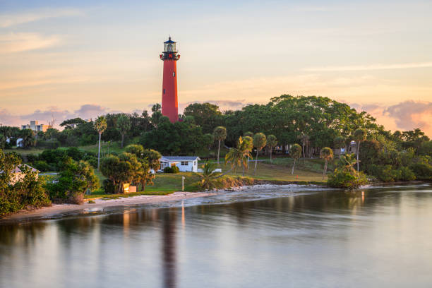 Jupiter, Florida, USA at Jupiter Inlet Light at dawn.