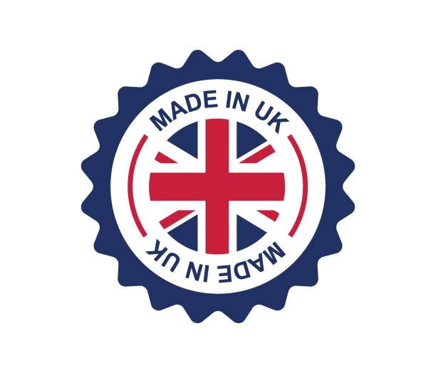 made in uk. britain flag logo. english brand sticker made in britain vector stamp. - yapmak stock illustrations