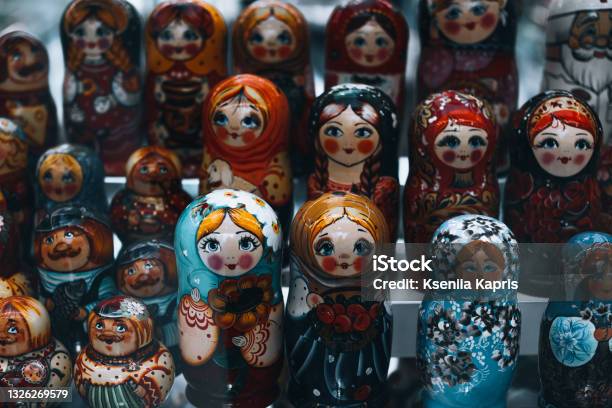 Many Russian Painted Dolls Matryoshka Stock Photo - Download Image Now - Russian Nesting Doll, Capital Cities, Color Image