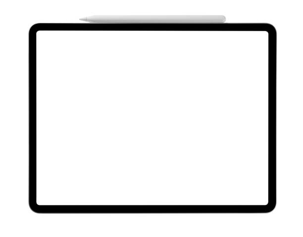 istock Blank screen tablet with digital pen isolated on white background 1326271059