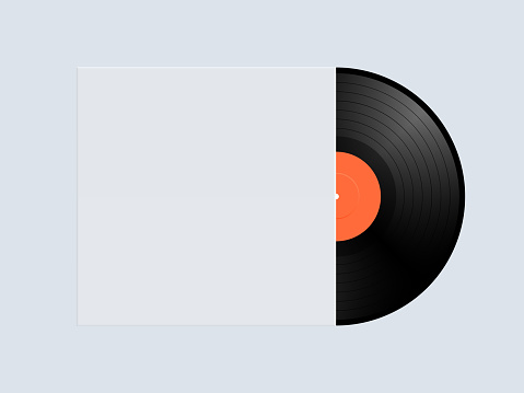 Vinyl record with cover mockup