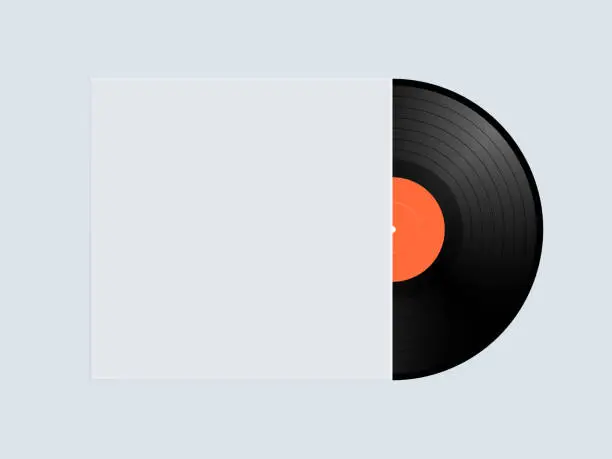 Vector illustration of Vinyl record with cover mockup