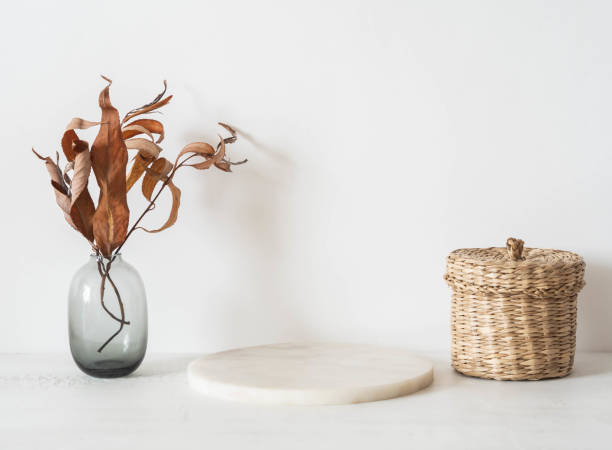 istock White marble round podium on white background, platform for product display and decoration. 1326272994