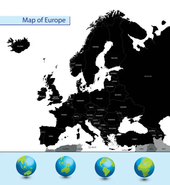 Vector illustration of Detailed map of Europe