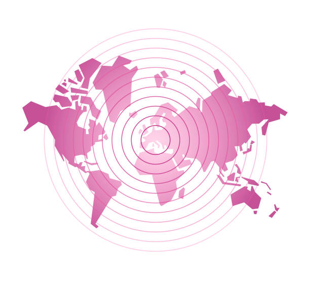 ilustraciones, imágenes clip art, dibujos animados e iconos de stock de mapamundi radar global - surveillance world map globe planet