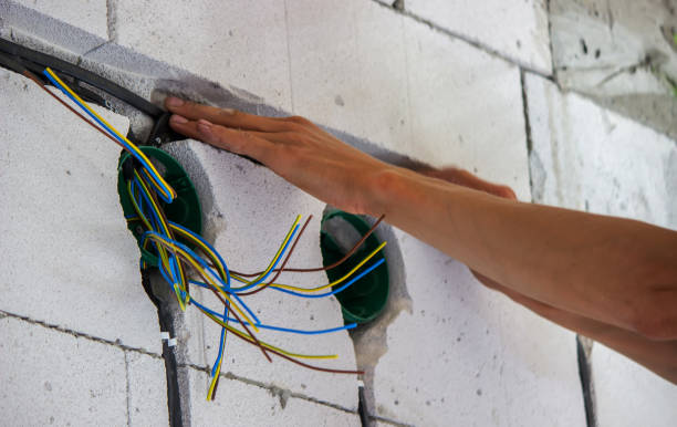 istock Electrical wiring in the house. Electric cable laying. 1326280755