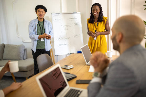 istock Multi-ethnic coworkers having business meeting at modern workplace 1326280895