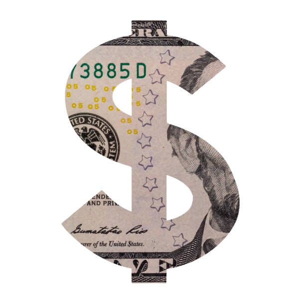 istock US Dollar Sign Icon with Real 5 Obverse Dollars Banknote Texture Isolated on White Background 1326282483