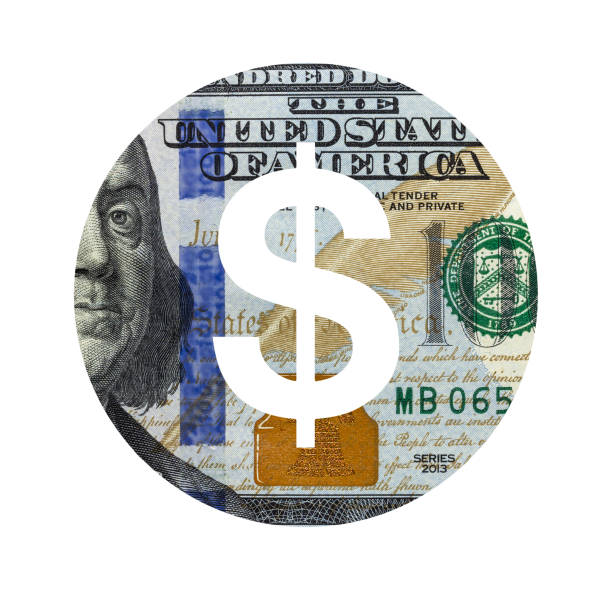 istock US Dollar Sign Icon with Real 100 Obverse Dollars Banknote Texture Isolated on White Background 1326282497
