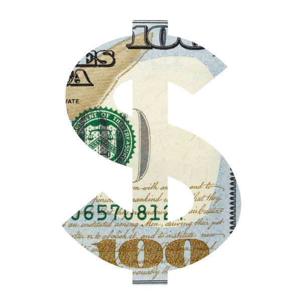 istock US Dollar Sign Icon with Real 100 Obverse Dollars Banknote Texture Isolated on White Background 1326282509
