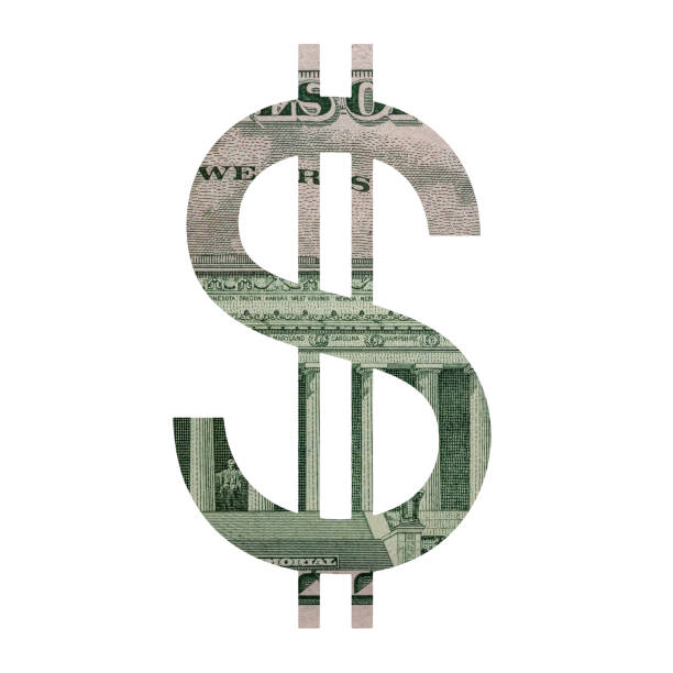 istock US Dollar Sign Icon with Real 5 Reverse Dollars Banknote Texture Isolated on White Background 1326282512