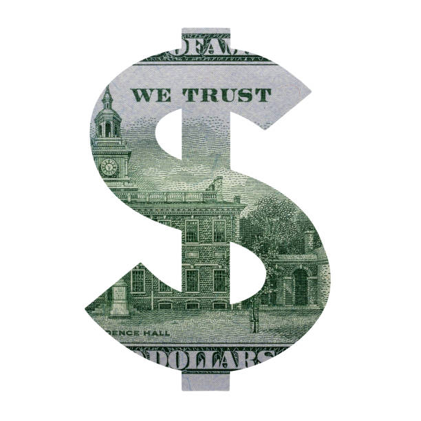 istock US Dollar Sign Icon with Real 100 Reverse Dollars Banknote Texture Isolated on White Background 1326282539