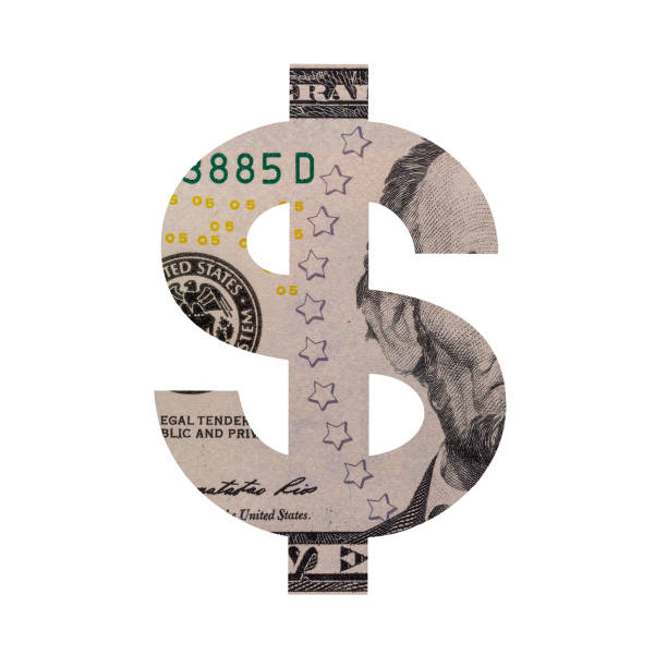 istock US Dollar Sign Icon with Real 5 Obverse Dollars Banknote Texture Isolated on White Background 1326282563