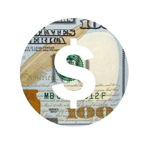 istock US Dollar Sign Icon with Real 100 Obverse Dollars Banknote Texture Isolated on White Background 1326282600