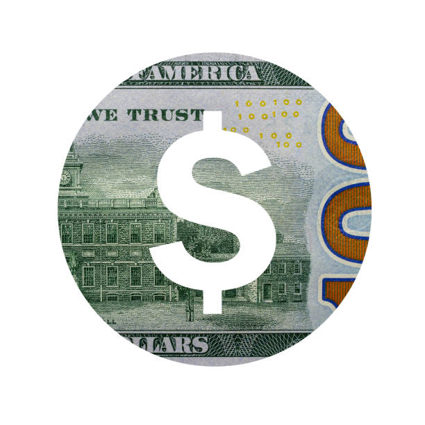istock US Dollar Sign Icon with Real 100 Reverse Dollars Banknote Texture Isolated on White Background 1326282641