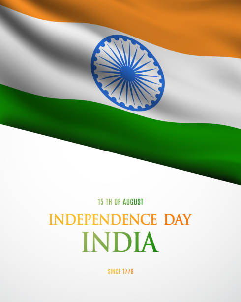 istock Indian Independence Day with waving flag. Holiday poster with Indian flag. Design for banner, brochure, flyer etc. 1326287432