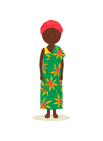 Girl wearing the traditional clothing in Madagascar. Elements distributed in different layers for easy edition.