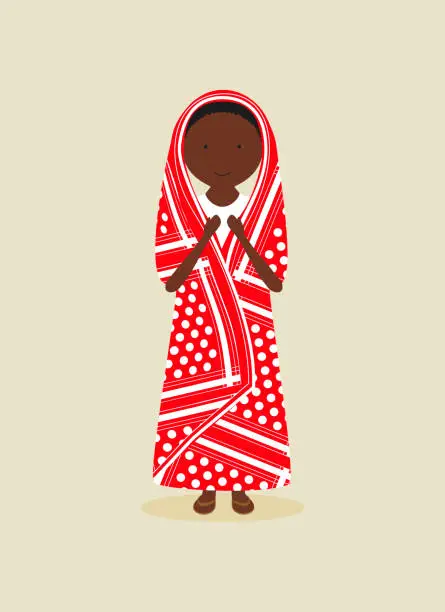 Vector illustration of Comorian traditional clothing for women