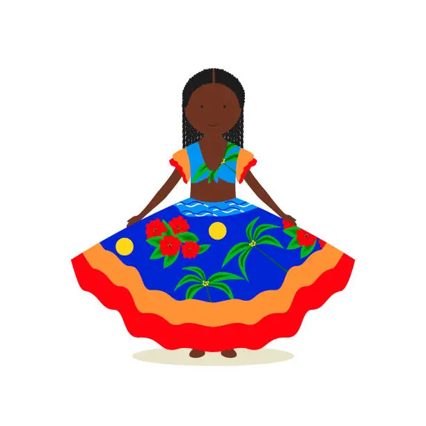 Vector illustration of Mauritian traditional clothing for women