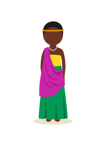 Vector illustration of Rwandese traditional clothing for women