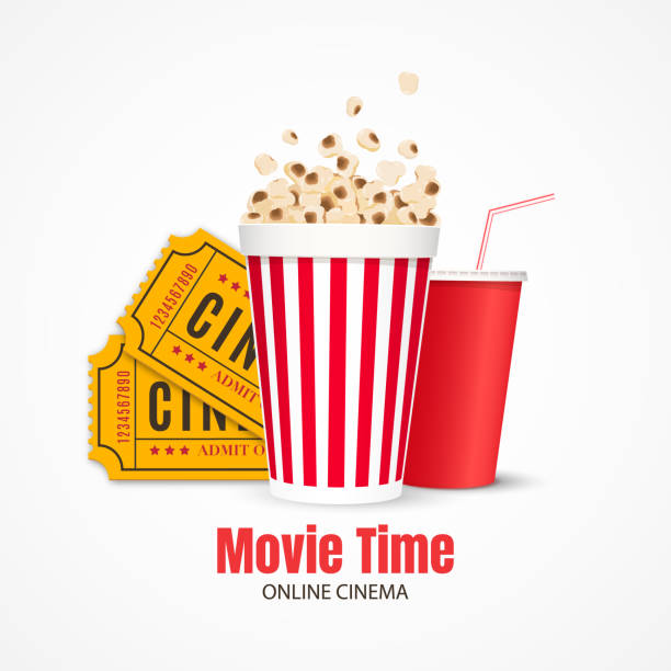 시네마 배경. 영화 산업 개체 - movie time stock illustrations