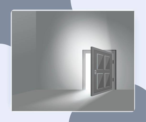 床ベクトルにスポットライトの影を持つホームドアの中の部屋を開く - indoors inside of contemporary home interior点のイラスト素材／クリップアート素材／マンガ素材／アイコン素材