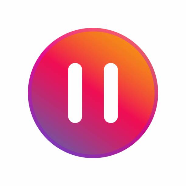 Pause button icon. Pause button icon. Video and music player start and stop button sign vector illustration. Play video and audio colorful design element. movie sound clips stock illustrations