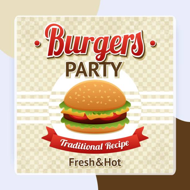fast food plakat z hamburgera wołowego i hamburgery strona tekst wektor - 4719 stock illustrations